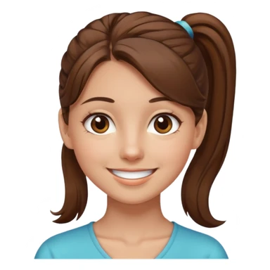 a brown haired girl  in a high ponytail but make her really pretty with brown eyes sticker