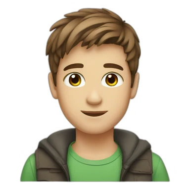 A boy, green eyes, brown hair, short hair, straight hair sticker
