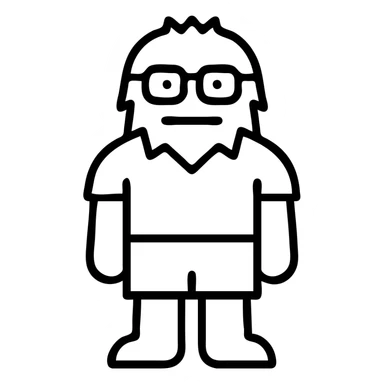 minimalist icon of a yeti wearing a red shirt, shorts, and glasses sticker
