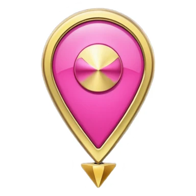 A dark pink location pin with golden details and accents.  sticker