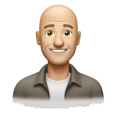a bald friendly man who is welcoming in his mid 50s with no spectacles and no facial hair for a travel tour guide company logo sticker