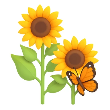 Add a butterfly to the image, keeping the same colors and style. sticker