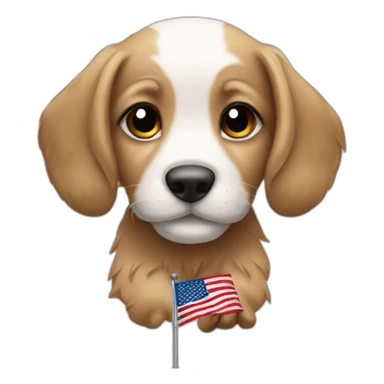 puppy with USA flag sticker