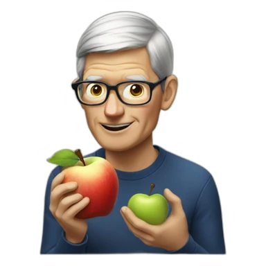 Tim Cook eating apple sticker