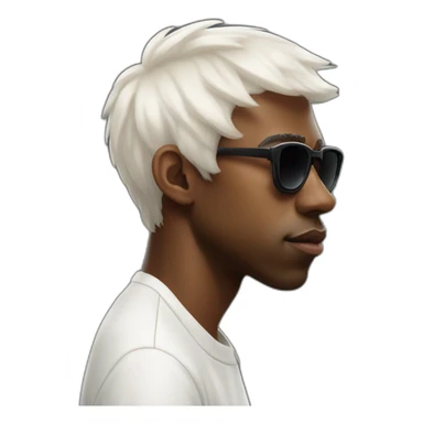 tyler the creator with a short white wig and dark sunglasses looking looking slightly annoyed side view sticker