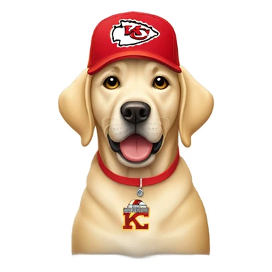 Yellow lab wearing Kansas city chiefs hat sticker