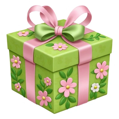 light green and light pink floral gift box sticker