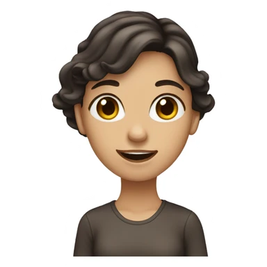 female waving with dark brown hair and brown eyes long wavy hair sticker