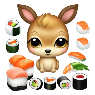 Baby deer with sushi sticker