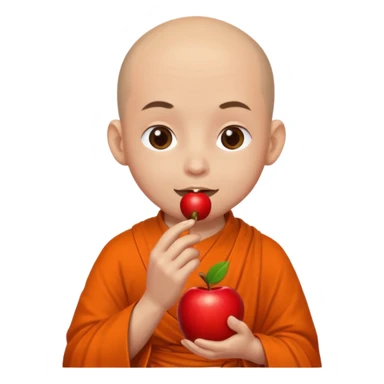 Monk eating an apple sticker