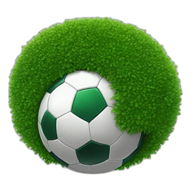 A green hedge with a soccer ball in front sticker