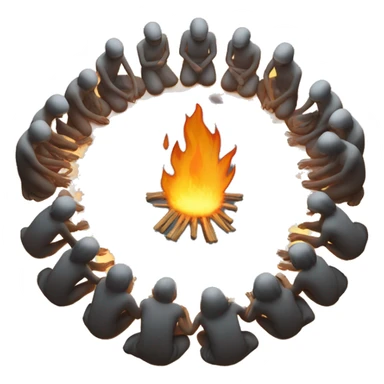 ritual with people kneeling in a circle with flame in the middle  sticker