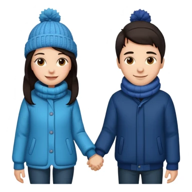 date night christmas couples, dark hair, holding hands, looking at each other, wearing a winter outfits sticker