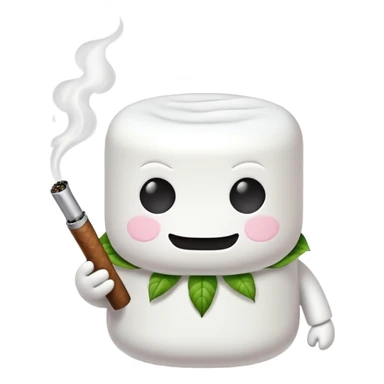 marshmallow gangster character smoking weed sticker