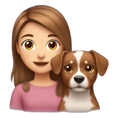 Brown eyed and haired girl with small dog sticker