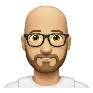 bald guy with strong beard and carey glasses sticker