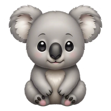 Cinematic Cute Koala Portrait Emoji, Head tilted playfully and inquisitively, featuring a fluffy grey fur with perky, rounded ears and a charming black nose, round, sparkling eyes filled with gentle curiosity, Simplified yet irresistibly adorable features, highly detailed, glowing with a warm, friendly glow, high shine, affectionate and cuddly, stylized with a touch of eucalyptus whimsy, bright and endearing, soft glowing outline, capturing the essence of a mischievous yet loving koala, so playful it feels like it could snuggle out of the screen into your arms! sticker