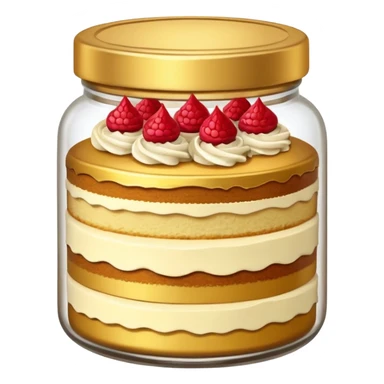 A layered small jar of cake that is gold outline black background  sticker