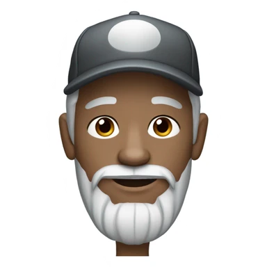 Man with blue eyes grey hair and grey goatee wearing ball cap holding a long haired black chihuahua sticker