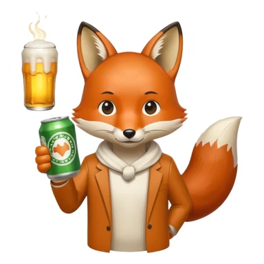 Un renard style manga qui tien une bierre marqué pmu sama sticker