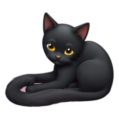 black cat grooming itself sticker
