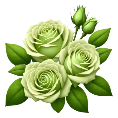 big bouquet Soft Green Tea Rose, luxuriant, leaf, bud sticker