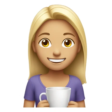 smiling girl with cup sticker