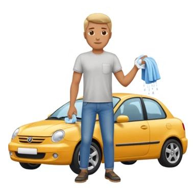 man washing a car sticker