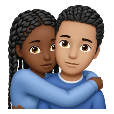 dark skin, black girl with black braids hugging her white boyfriend with straight parted brown hair and olive skin sticker