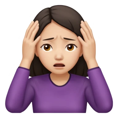 Asian woman agonizing over her head with her hands sticker
