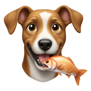 Dog eating a fish sticker