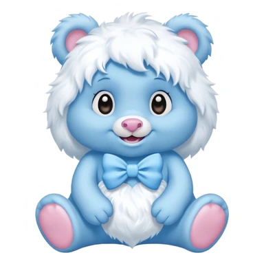 blue girl care bear yeti with bow sticker