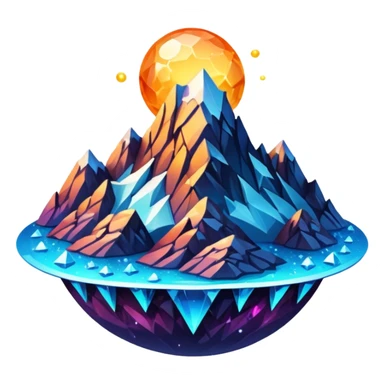 planet, surface covered in glowing crystals and mountain  sticker