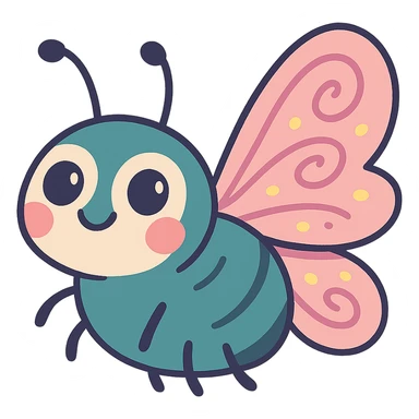 cute bug with whimsical wings sticker