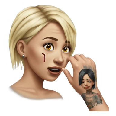 Hyper Realistic Beautiful tattooed woman crying pulling her boyfriends hand  sticker