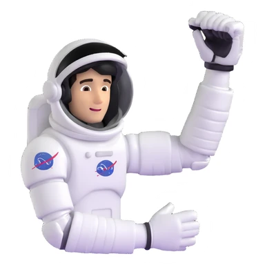 flexed biceps arm with white sleeve and astronaut gloves sticker