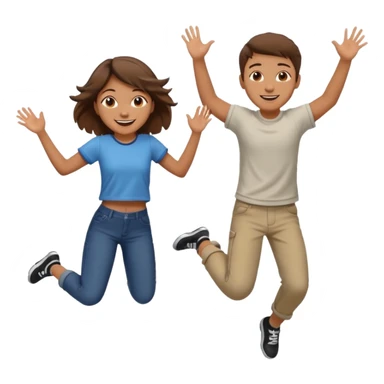 Boy with brown hair and Latino girl jumping for joy sticker