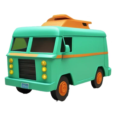 Detailed Papercraft Scooby Doo mystery machine step van sticker