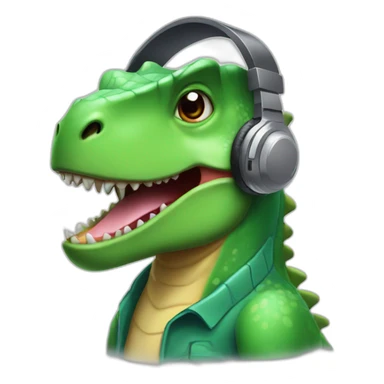 techsupport dinosaur in headphones sticker