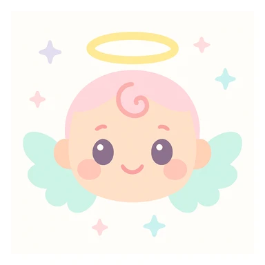 baby angel face with wings and halo, soft and cute sticker