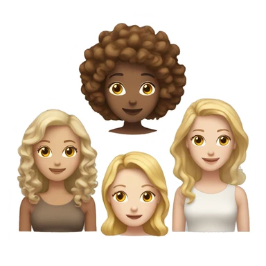 tan woman with curly hair, pale woman with blonde straight hair, pale woman with red straight hair, pale woman with dark brown straight hair, pale woman with light brown wavy hair sticker