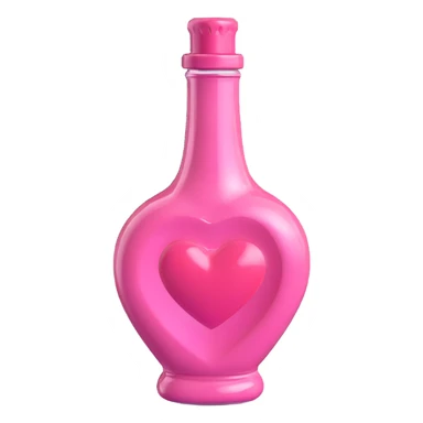 pink heart-shaped bottle, no Pepe, 3D style, cute and shiny sticker