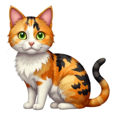 full body anxious looking colourful patchy light calico tabby cat sticker