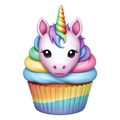 kawaii pastel rainbow unicorn cupcake sticker