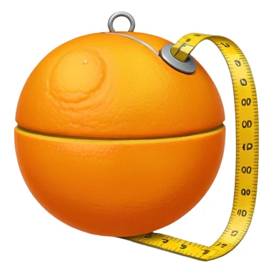 generate an orange with a yellow measuring tape around it sticker