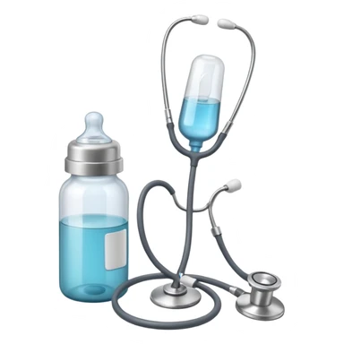 stethescope next to baby bottle sticker