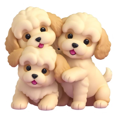 two fluffy maltipoo puppies playing together sticker