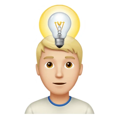 white man with light bulb over head, came up with idea sticker