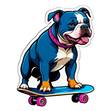 American bully on skateboard sticker