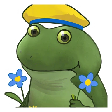 Blue flowers with yellow  sticker